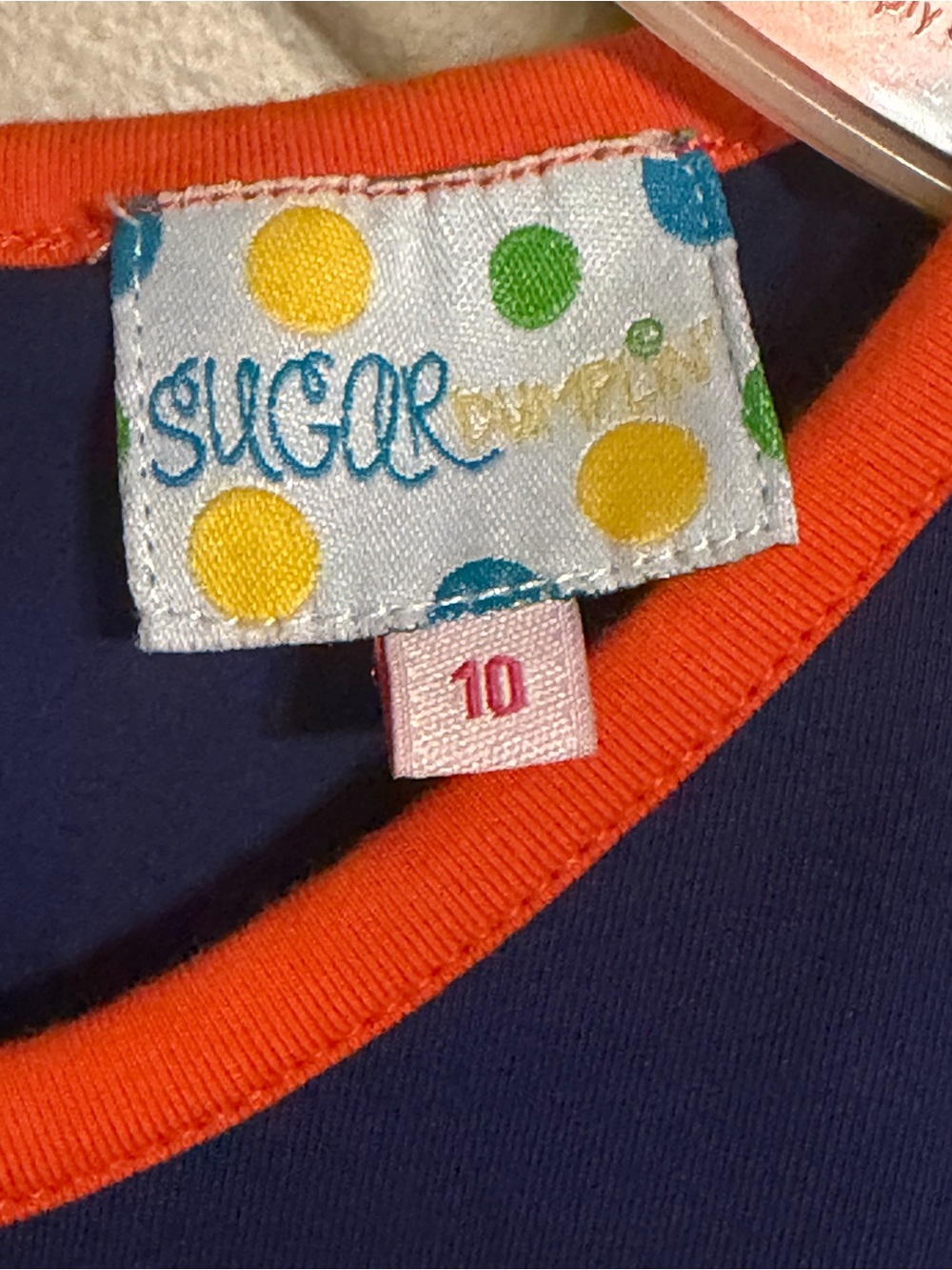 Sugar Navy Sleeveless Smocked Dress with Orange Trim and Tiger Embroidery - Picture 3 of 5
